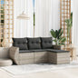 4-Delige Loungeset Met Kussens Poly Rattan