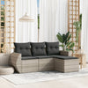 4-Delige Loungeset Met Kussens Poly Rattan
