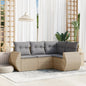 4-Delige Loungeset Met Kussens Poly Rattan