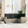 4-Delige Loungeset Met Kussens Poly Rattan
