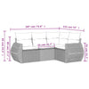 4-Delige Loungeset Met Kussens Poly Rattan