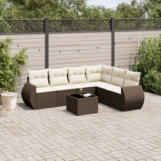 7-Delige Loungeset Met Kussens Poly Rattan