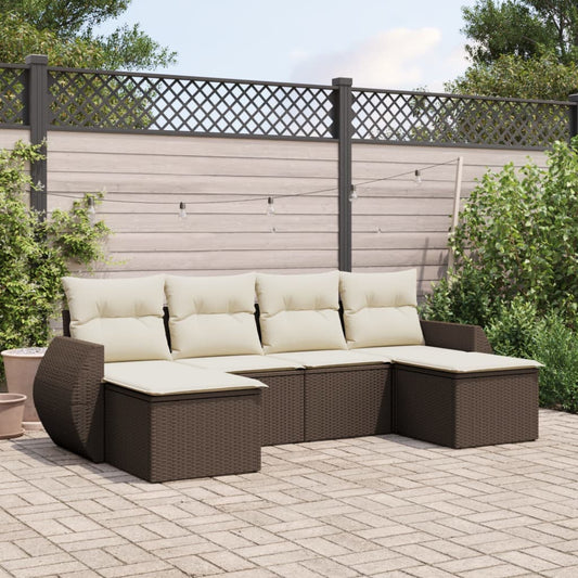 6-Delige Loungeset Met Kussens Poly Rattan