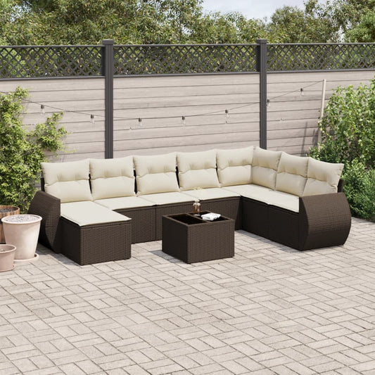 9-Delige Loungeset Met Kussens Poly Rattan