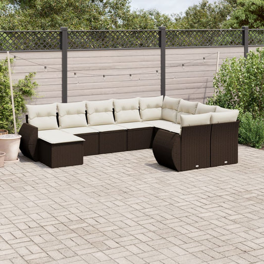 10-Delige Loungeset Met Kussens Poly Rattan