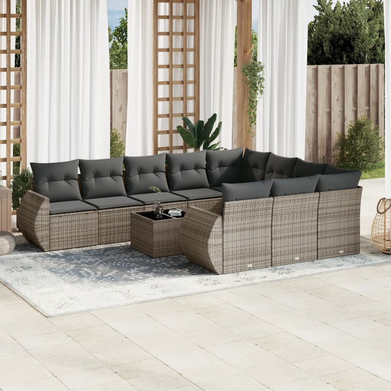 1 Loungeset Met Kussens Poly Rattan
