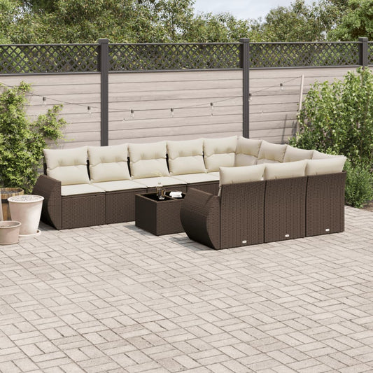 1 Loungeset Met Kussens Poly Rattan