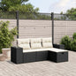4-Delige Loungeset Met Kussens Poly Rattan