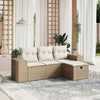 4-Delige Loungeset Met Kussens Poly Rattan