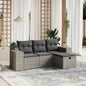 4-Delige Loungeset Met Kussens Poly Rattan