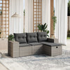 4-Delige Loungeset Met Kussens Poly Rattan