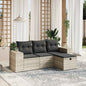 4-Delige Loungeset Met Kussens Poly Rattan