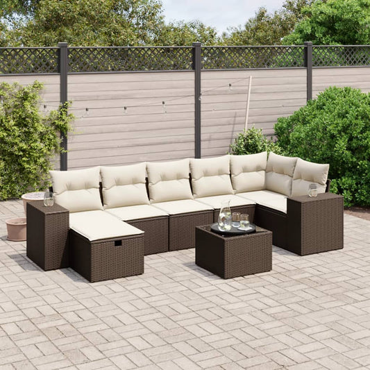 8-Delige Loungeset Met Kussens Poly Rattan
