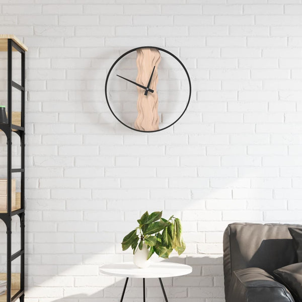 Wandklok Ø35 Cm Ijzer En Olijfhout Bruin