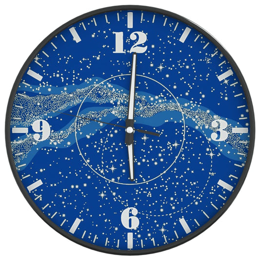 Wandklok Met Lichtgevende Wijzerplaat En Wijzers Ø30 Cm Blauw