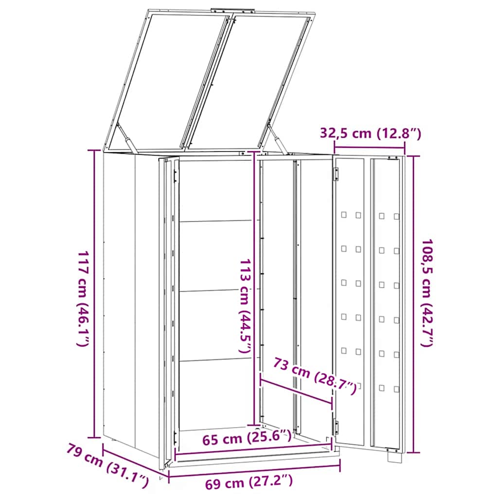 Containerberging Voor 1 Container 69X79X117 Cm Staal Antraciet