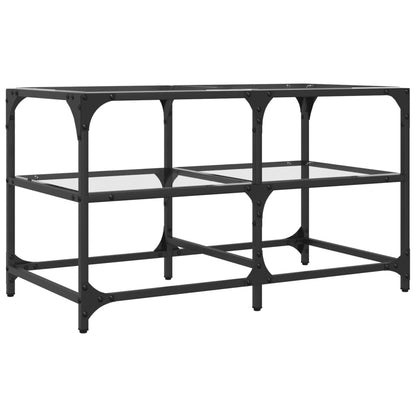 Salontafel Met Transparant Glazen Blad 78,5X40X45 Cm Staal