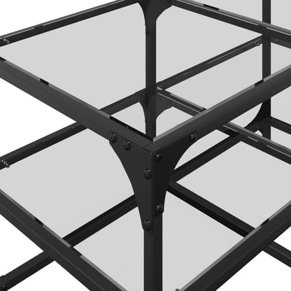Salontafel Met Transparant Glazen Blad 78,5X40X45 Cm Staal