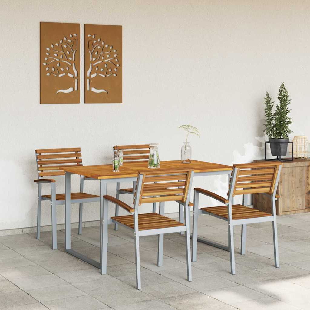 Tuin Eetset 5 Pcs En Bruin Massief Acaciahout