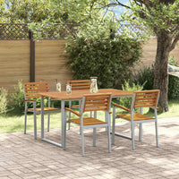 Tuin Eetset 5 Pcs En Bruin Massief Acaciahout