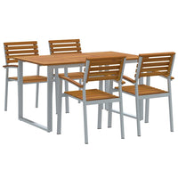 Tuin Eetset 5 Pcs En Bruin Massief Acaciahout