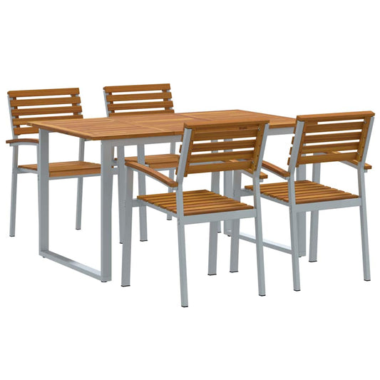 Tuin Eetset 5 Pcs En Bruin Massief Acaciahout