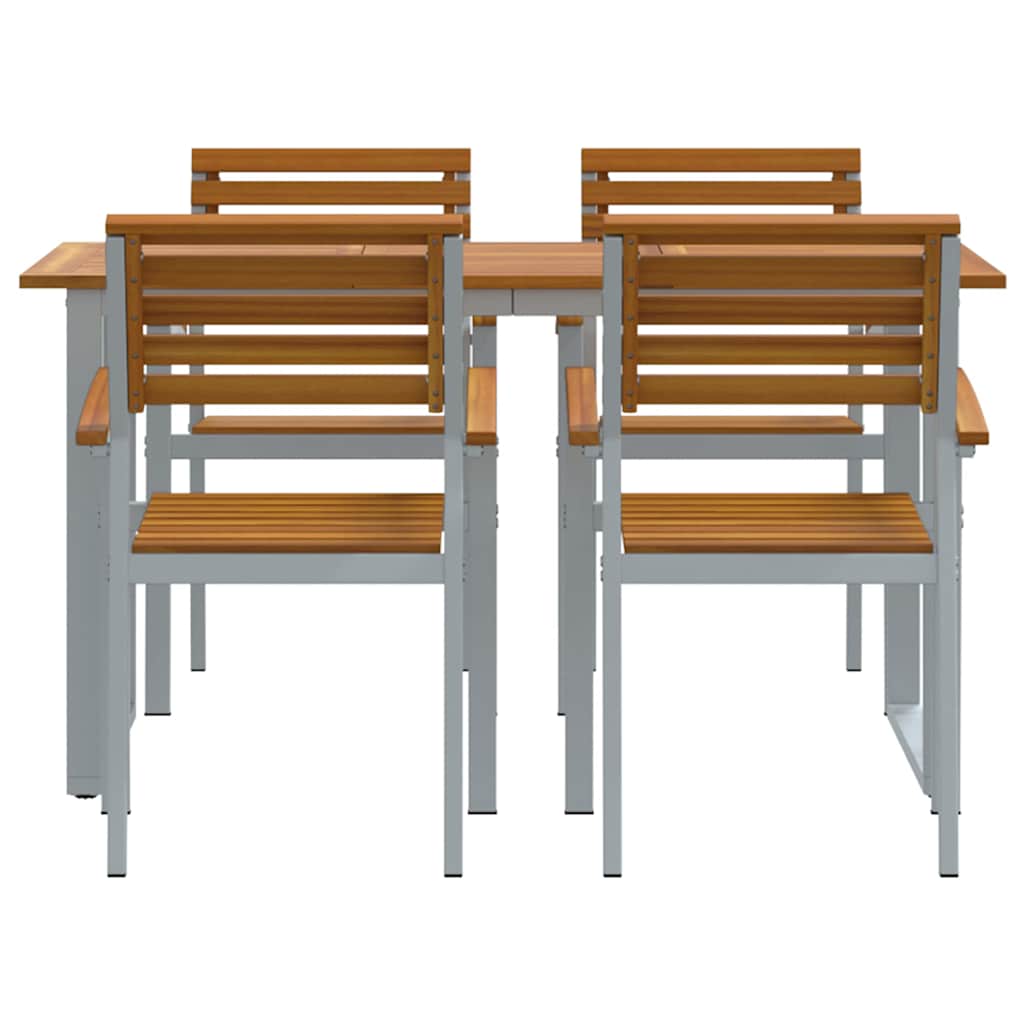 Tuin Eetset 5 Pcs En Bruin Massief Acaciahout