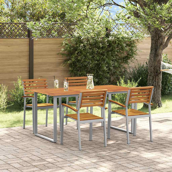 Tuin Eetset 5 Pcs En Bruin Massief Acaciahout
