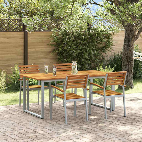 Tuin Eetset 5 Pcs En Bruin Massief Acaciahout