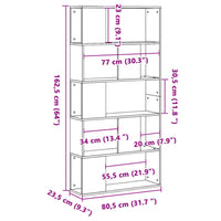 Boekenkast 5-Laags 80,5X23,5X162,5 Cm Bewerkt Hout