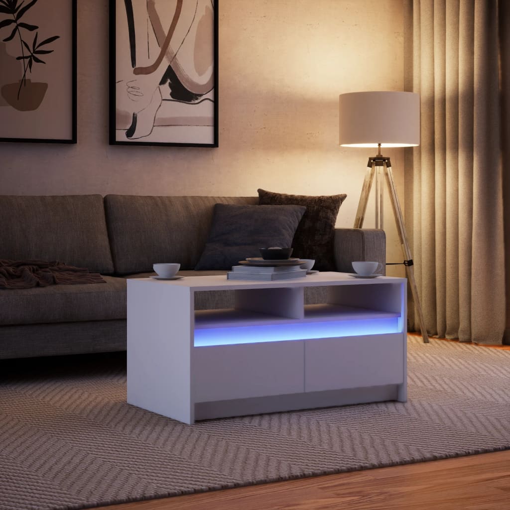 Salontafel Met Led-Verlichting Bewerkt Hout