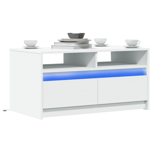 Salontafel Met Led-Verlichting Bewerkt Hout