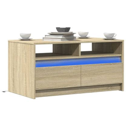 Salontafel Met Led-Verlichting Bewerkt Hout