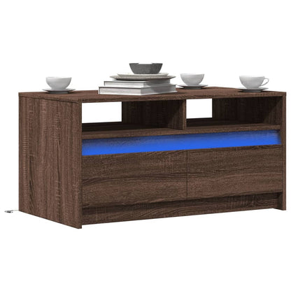 Salontafel Met Led-Verlichting Bewerkt Hout