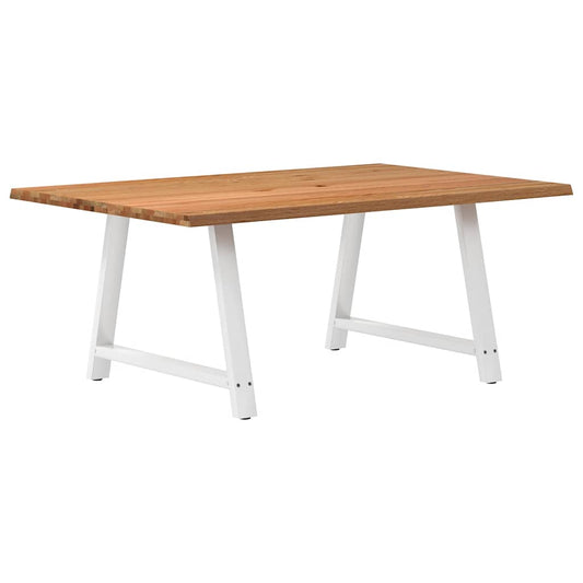 Eettafel Met Natuurlijke Rand 180X120X74 Cm Massief Eikenhout Wit