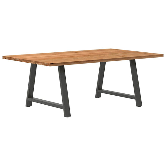 Eettafel Rechthoekig 200X120X74 Cm Massief Eikenhout Lichtbruin Antraciet