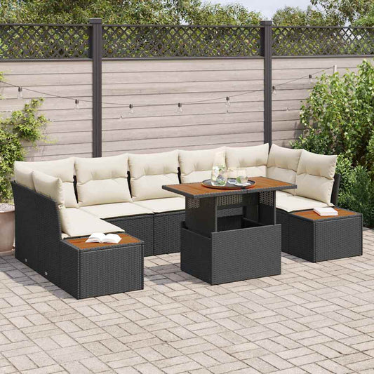 Tuin Eetset Met Kussen 8 Pcs En Beige 100 X 55 X 73 Cm