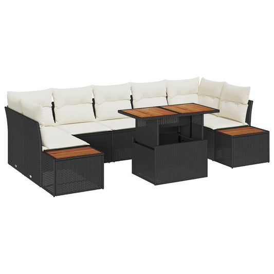 Tuin Eetset Met Kussen 8 Pcs En Beige 100 X 55 X 73 Cm