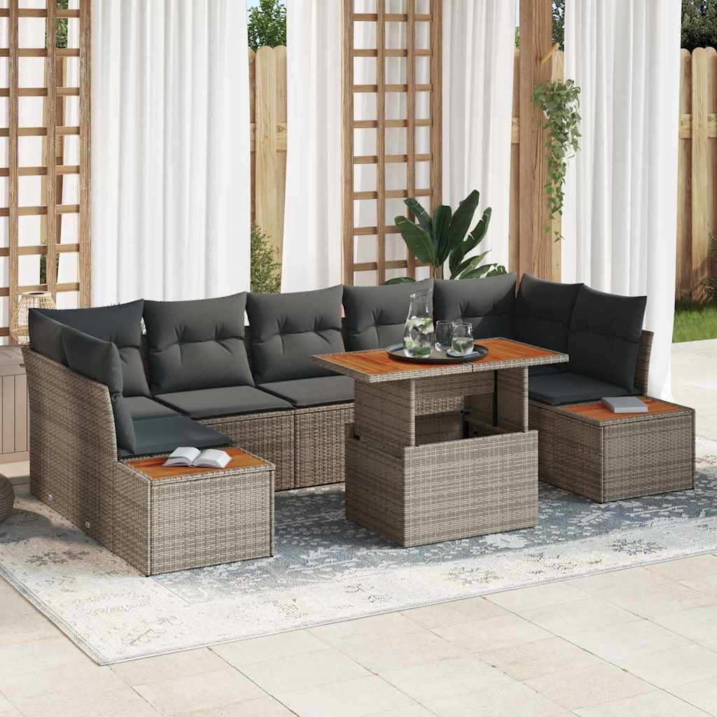 Tuin Eetset Met Kussen 8 Pcs En Beige 100 X 55 X 73 Cm