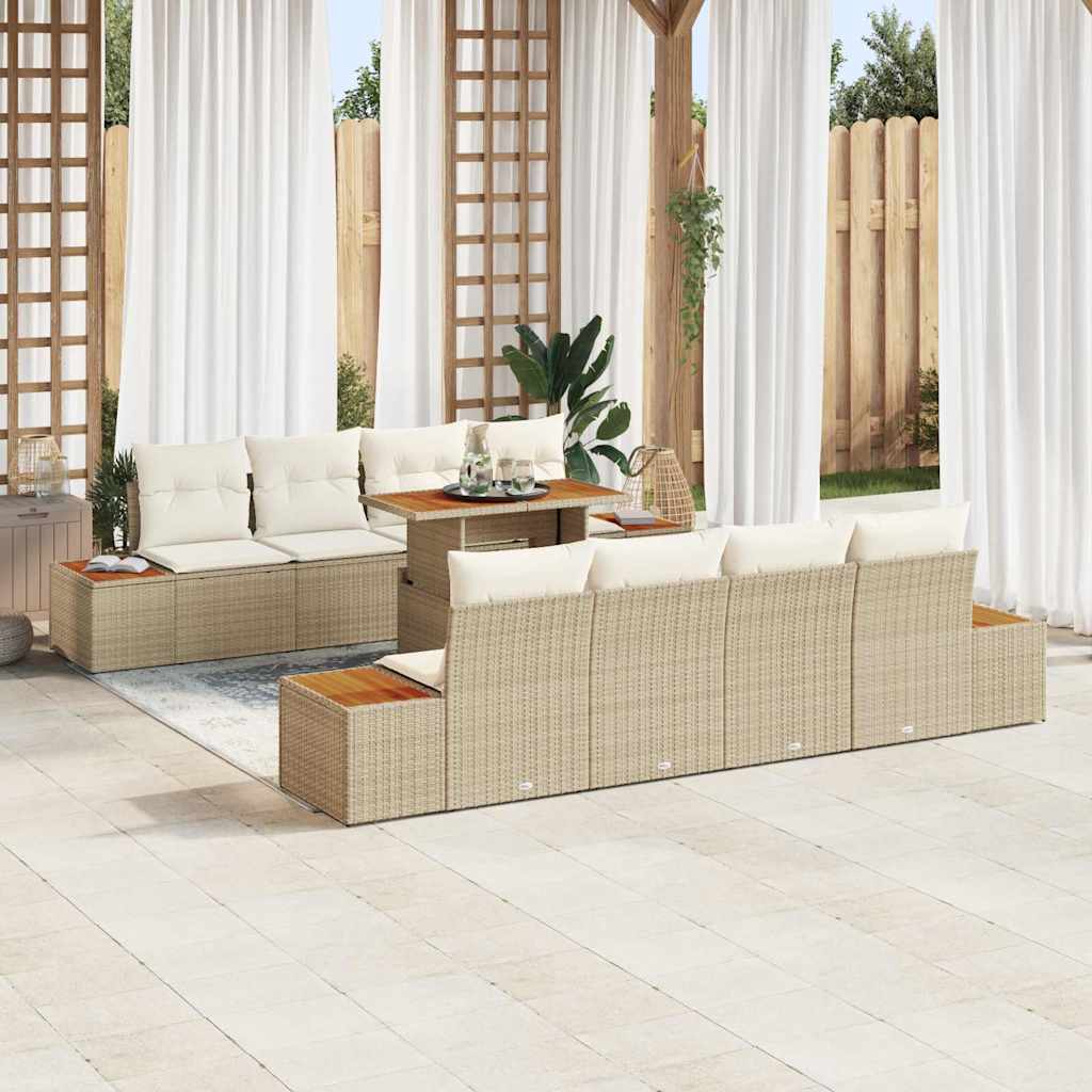 Tuin Eetset Met Kussen 9 Pcs En Beige 100 X 55 X 73 Cm
