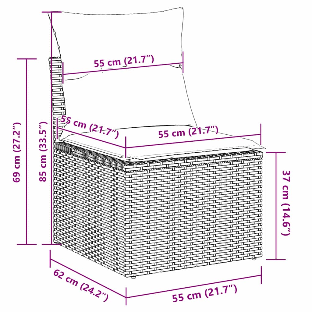 Tuin Eetset Met Kussen 9 Pcs En Beige 100 X 55 X 73 Cm