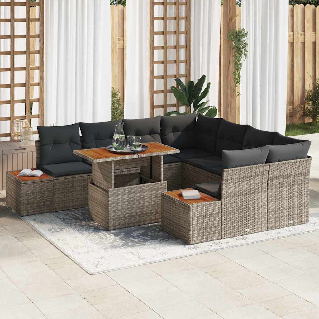 Tuin Eetset Met Kussen 9 Pcs En Beige 100 X 55 X 73 Cm