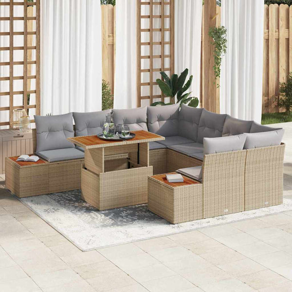 Tuin Eetset Met Kussen 9 Pcs En Beige 100 X 55 X 73 Cm