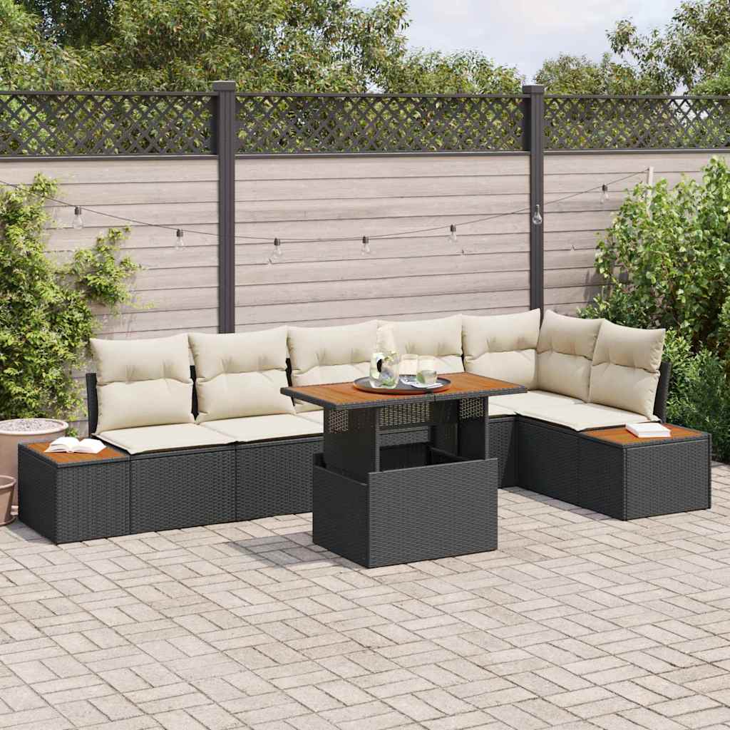 Tuin Eetset Met Kussen 7 Pcs En Beige 100 X 55 X 73 Cm
