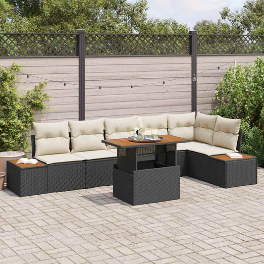 Tuin Eetset Met Kussen 7 Pcs En Beige 100 X 55 X 73 Cm