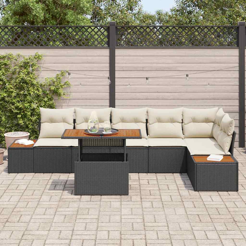 Tuin Eetset Met Kussen 7 Pcs En Beige 100 X 55 X 73 Cm