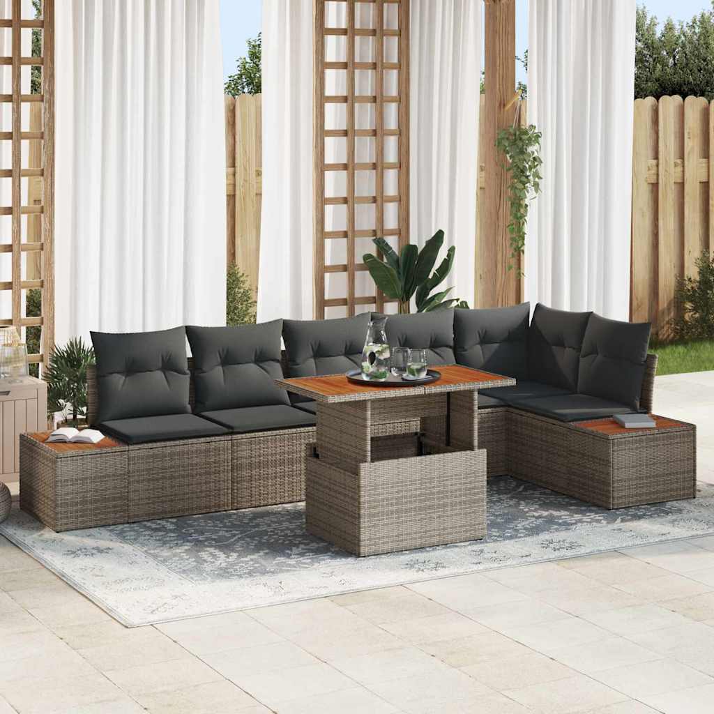 Tuin Eetset Met Kussen 7 Pcs En Beige 100 X 55 X 73 Cm