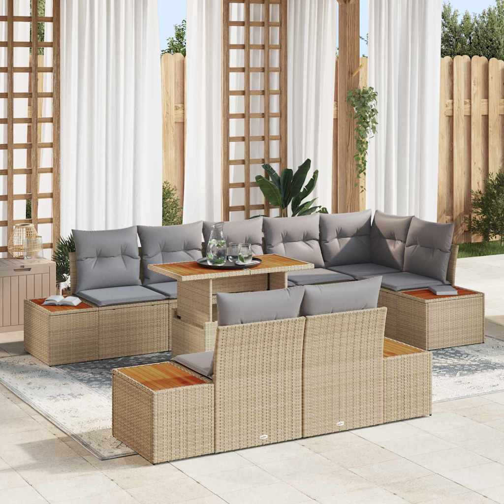 Tuin Eetset Met Kussen 9 Pcs En Beige 100 X 55 X 73 Cm