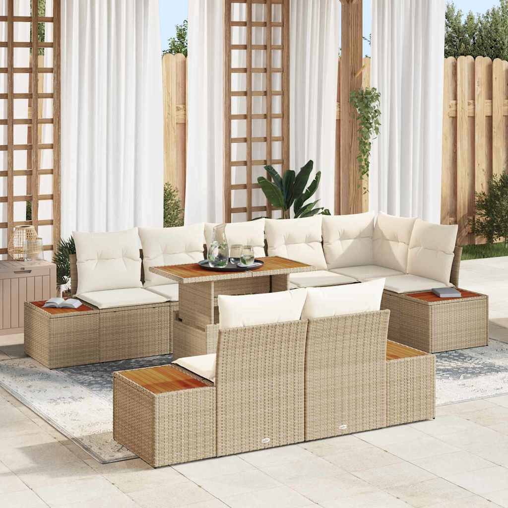 Tuin Eetset Met Kussen 9 Pcs En Beige 100 X 55 X 73 Cm