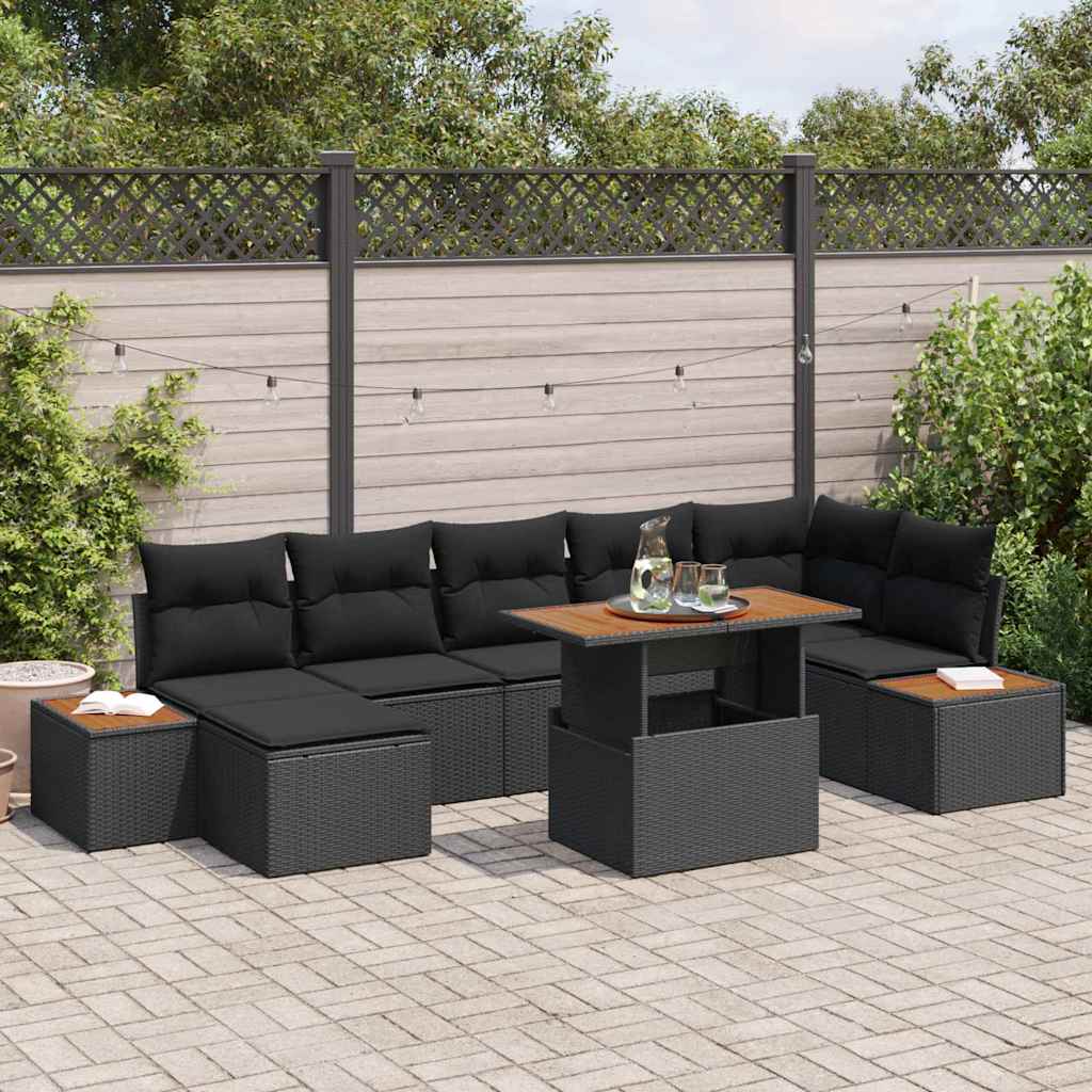 Tuin Eetset Met Kussen 8 Pcs En Bruin